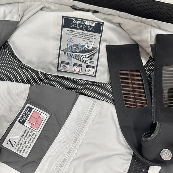 Zegna Winter Ski Jacket w/ Solar Panel Collar Charging Portable Battery Charger - Picture 2 of 11